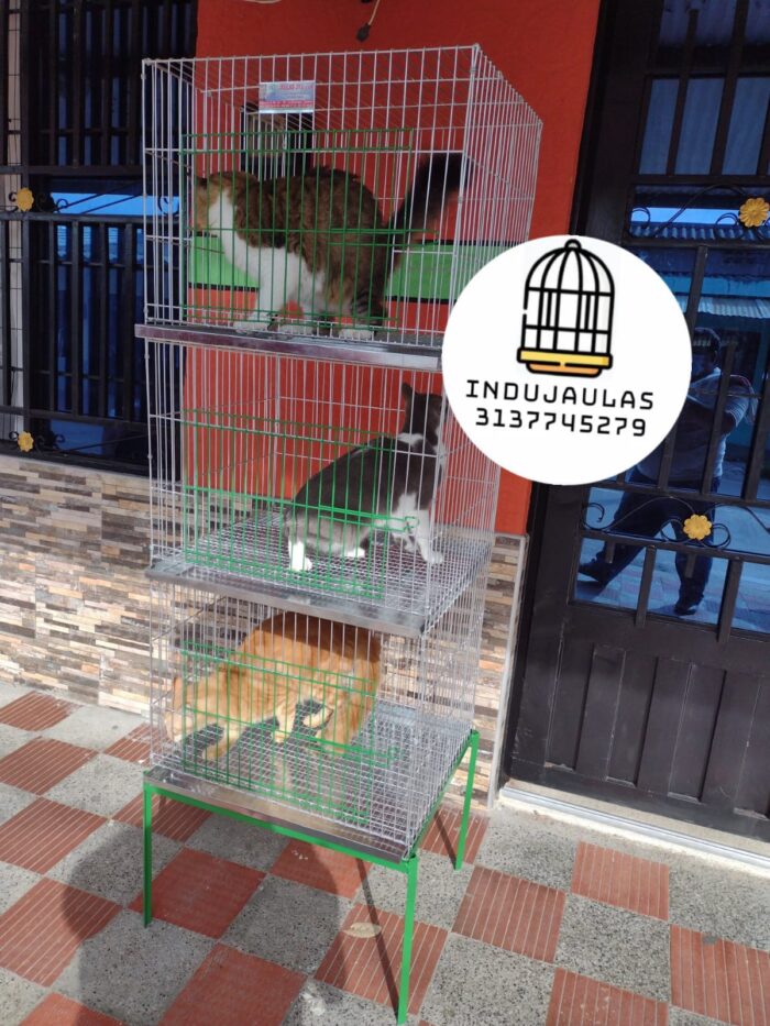 JAULA PARA GATOS DE TRES PUESTOS